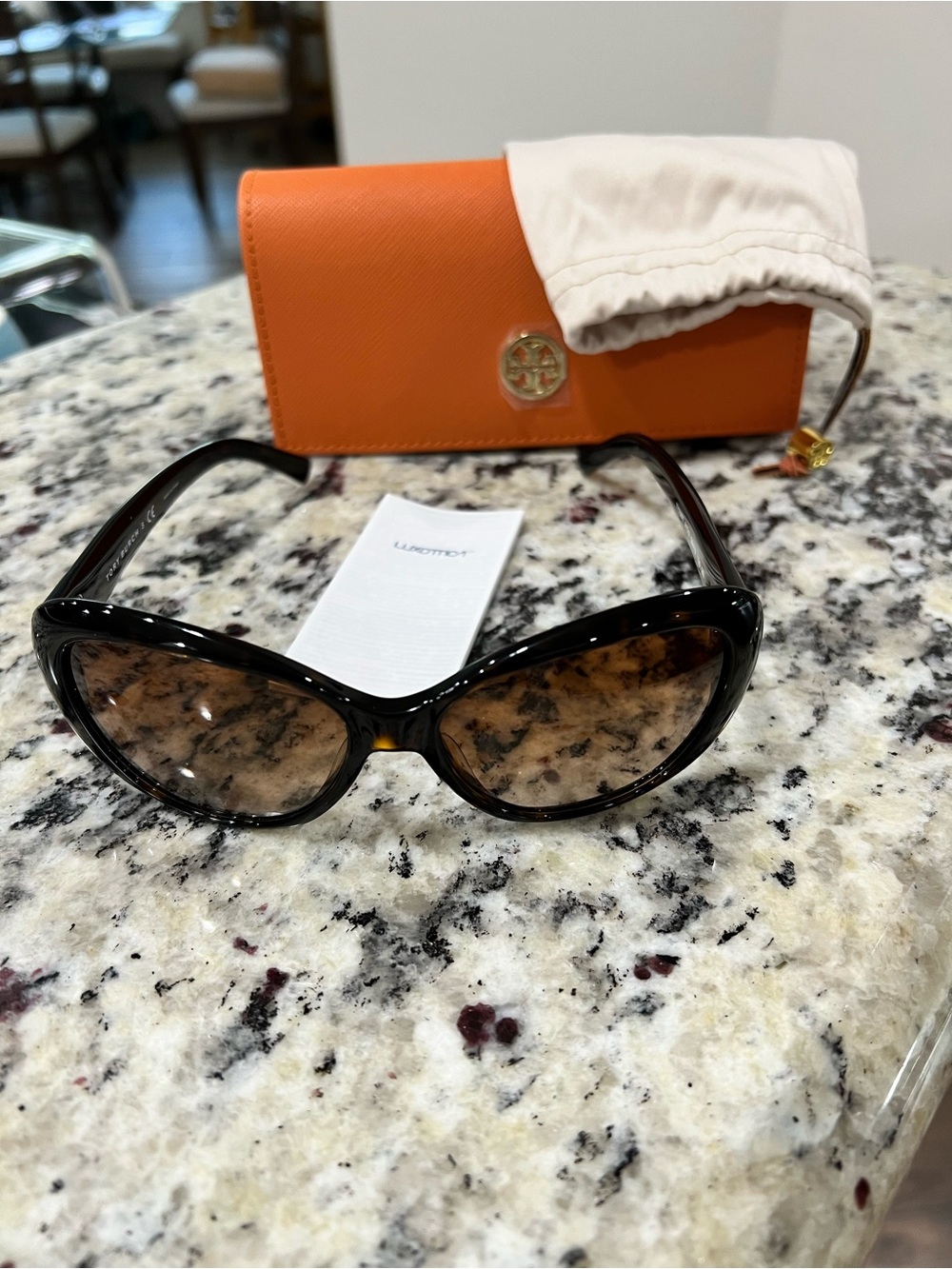Tory Burch Black Frame Sunglasses with Brown Gradient Lenses-New w/Tags